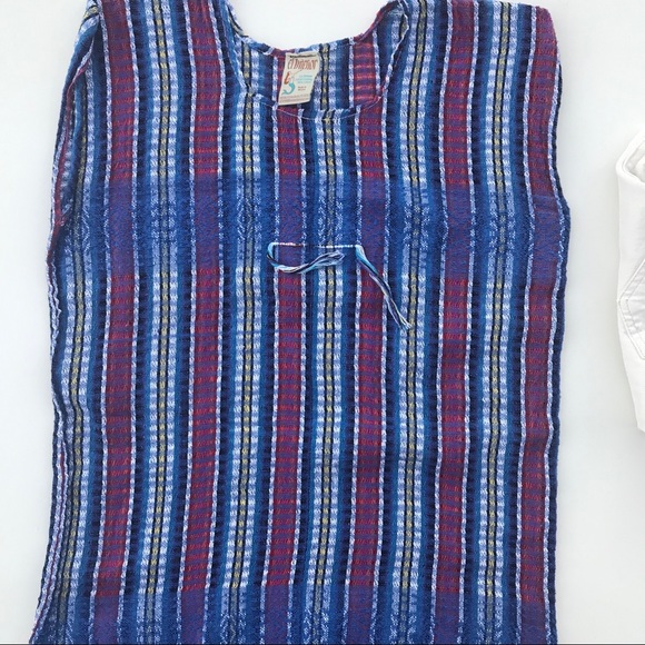 El Interior Mexican Folk Woven Plaid Boho Tunic - Picture 3 of 9